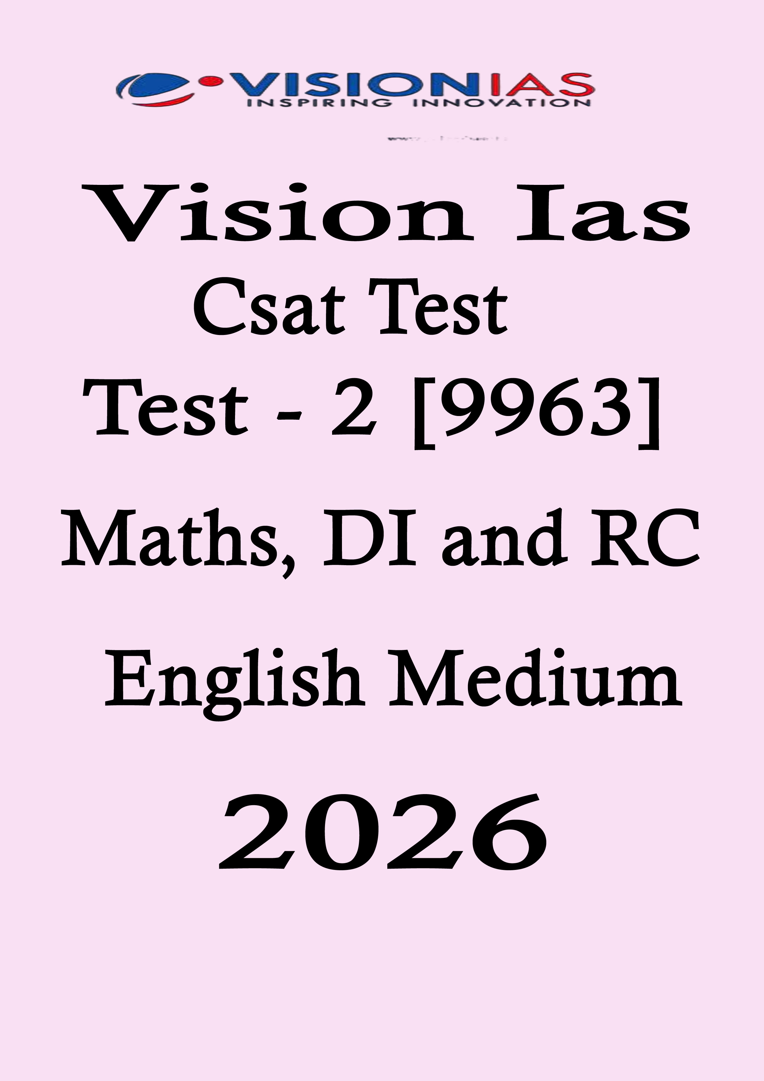 Vision Ias Csat Test - 2 English Medium 2026 Black and White Printed Notes