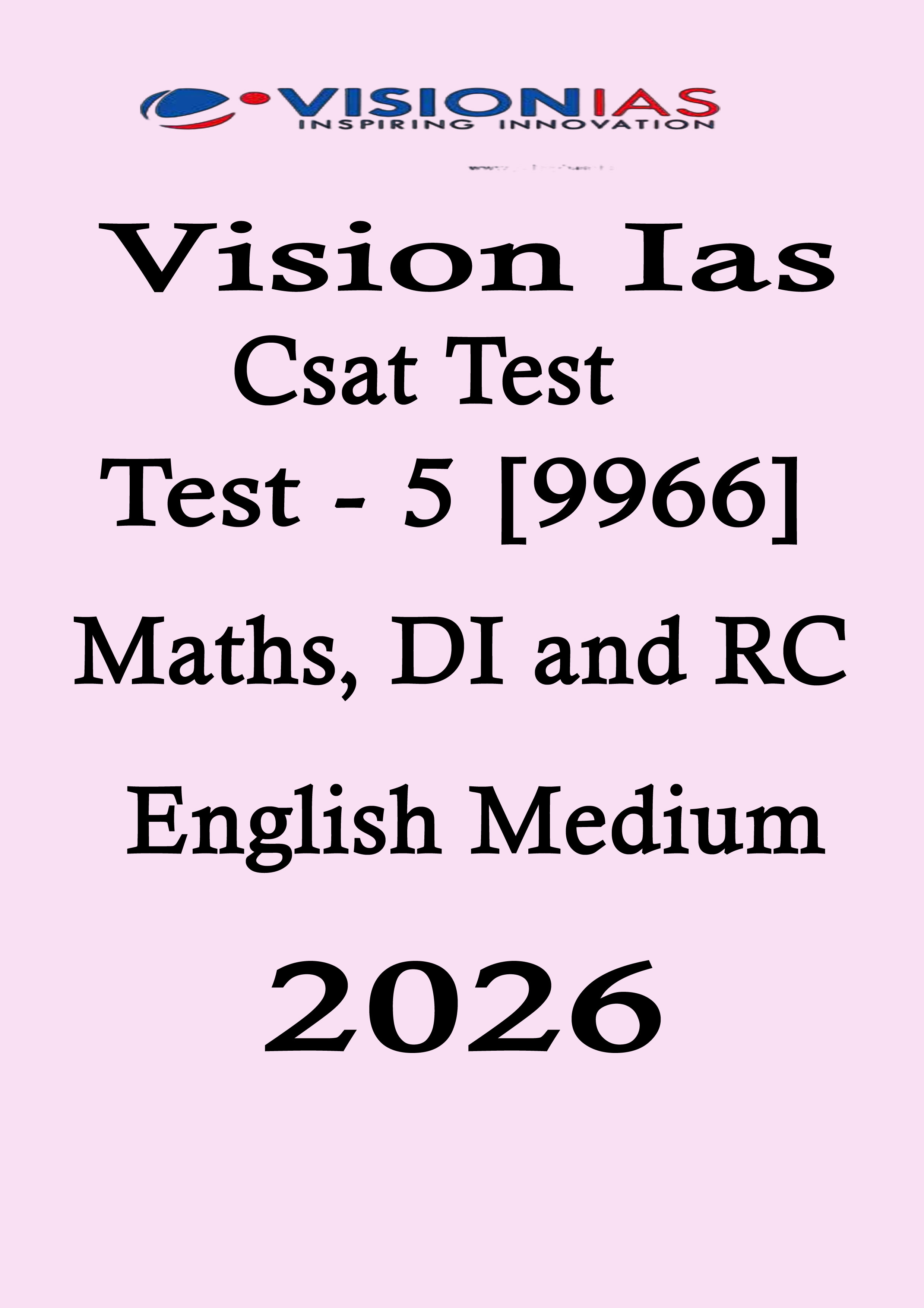 Vision Ias Csat Test - 5 English Medium 2026 Black and White Printed Notes