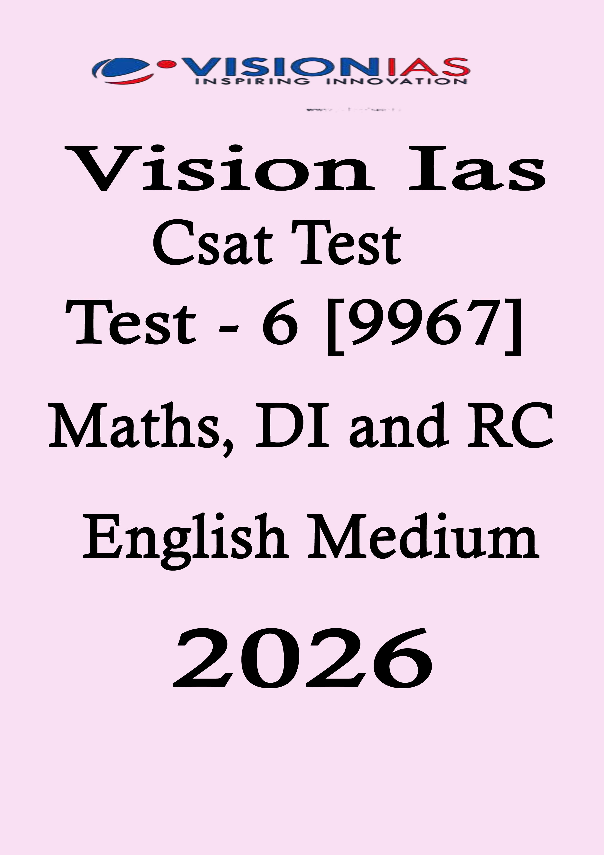 Vision Ias Csat Test - 6 English Medium 2026 Black and White Printed Notes