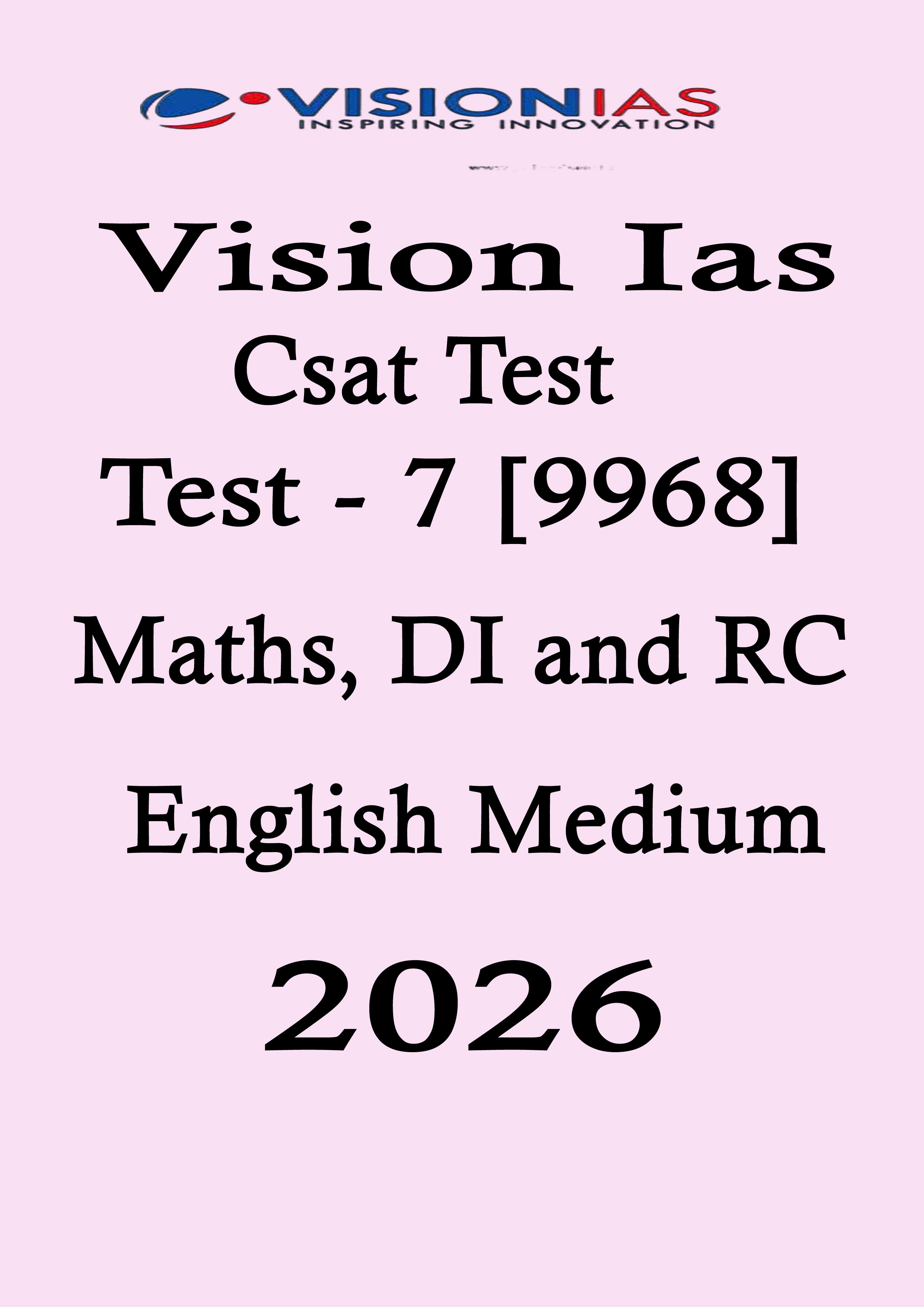 Vision Ias Csat Test - 7 English Medium 2026 Black and White Printed Notes