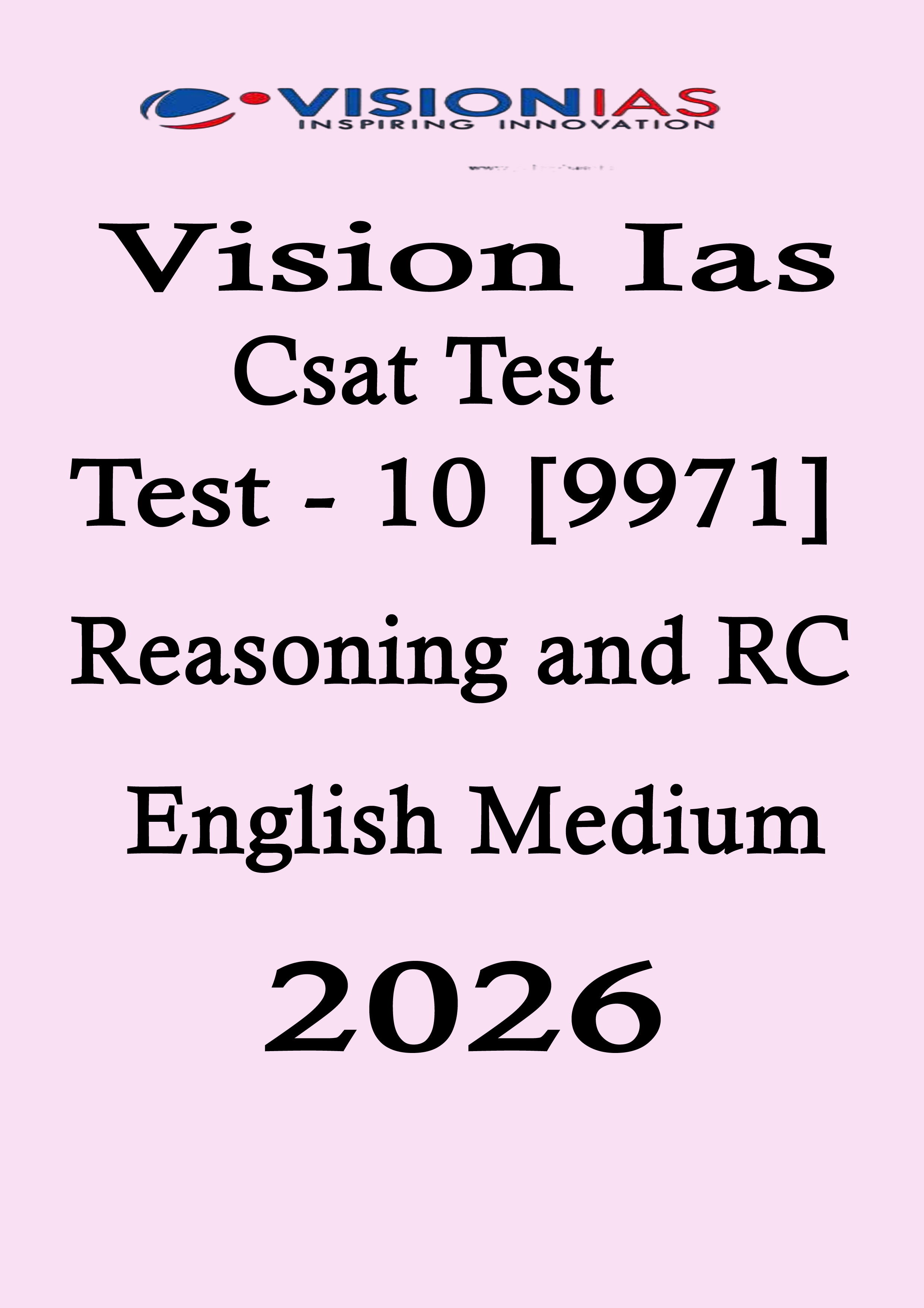 Vision Ias Csat Test - 10 English Medium 2026 Black and White Printed Notes