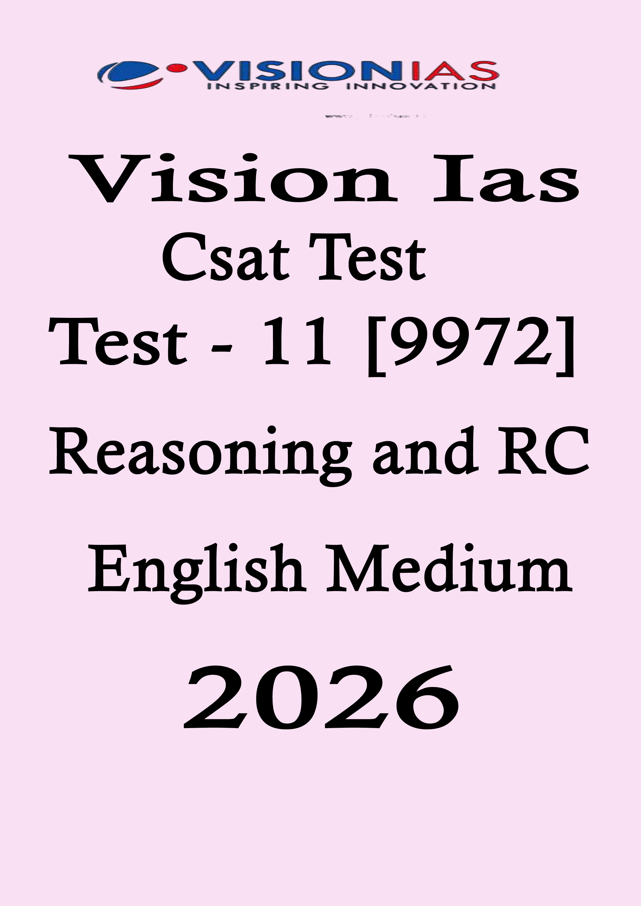 Vision Ias Csat Test - 11 English Medium 2026 Black and White Printed Notes