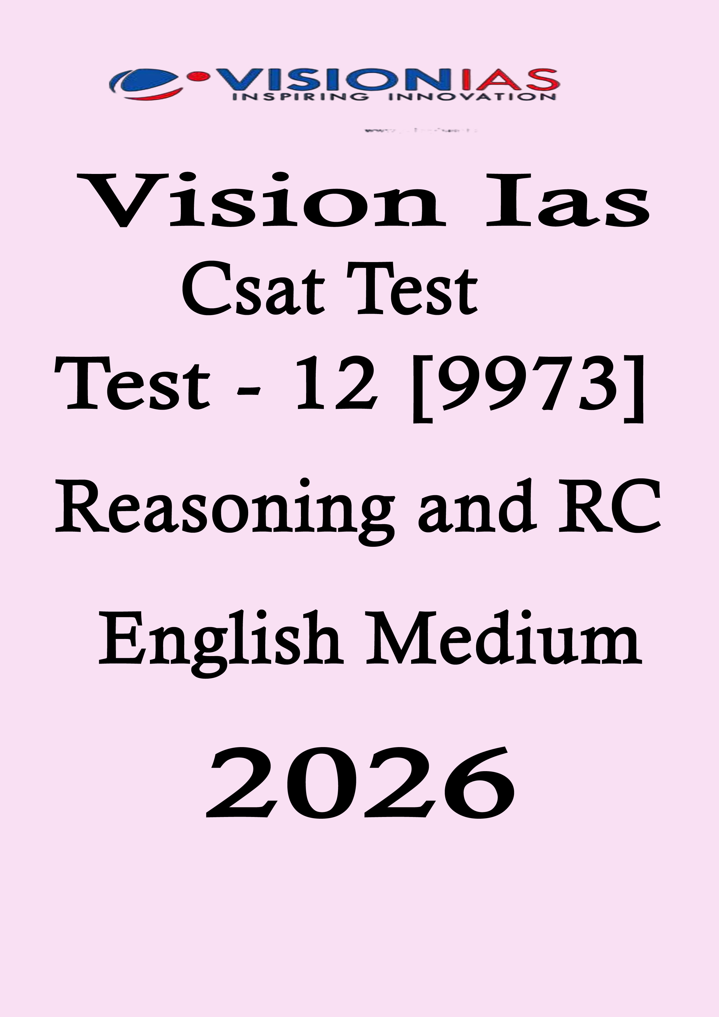 Vision Ias Csat Test - 12 English Medium 2026 Black and White Printed Notes