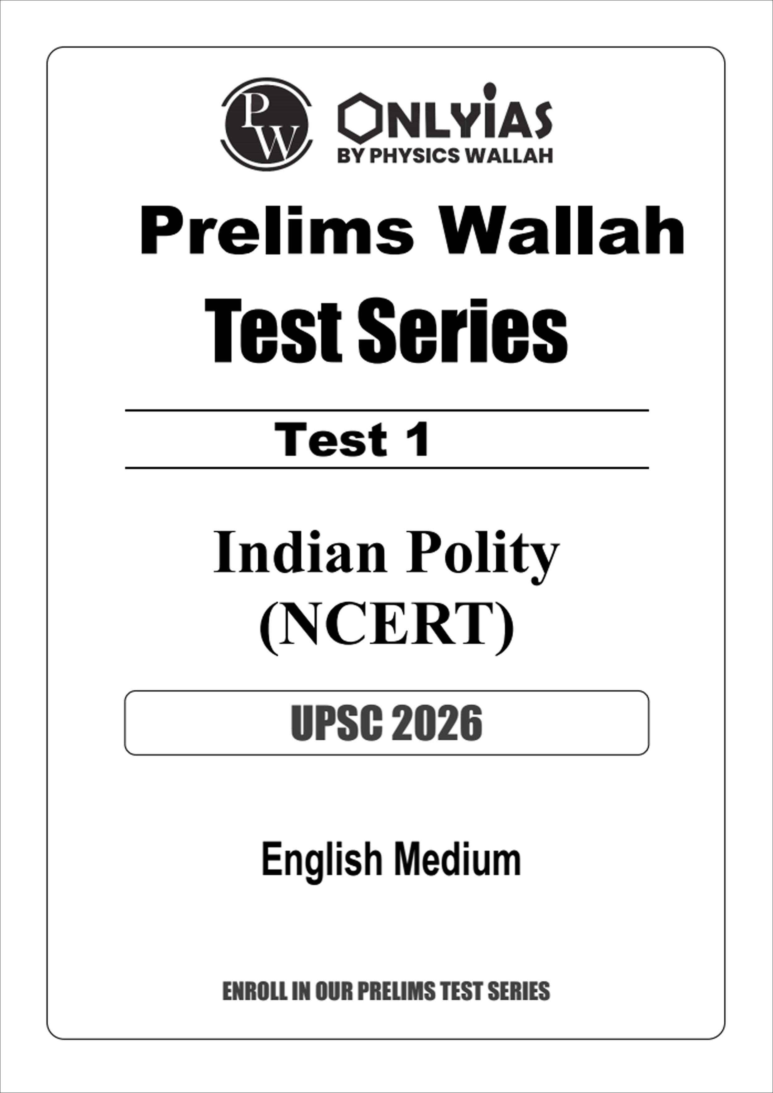Only Ias Prelims Test Series 2026 Prelims Test 1 Indian Polity English Medium
