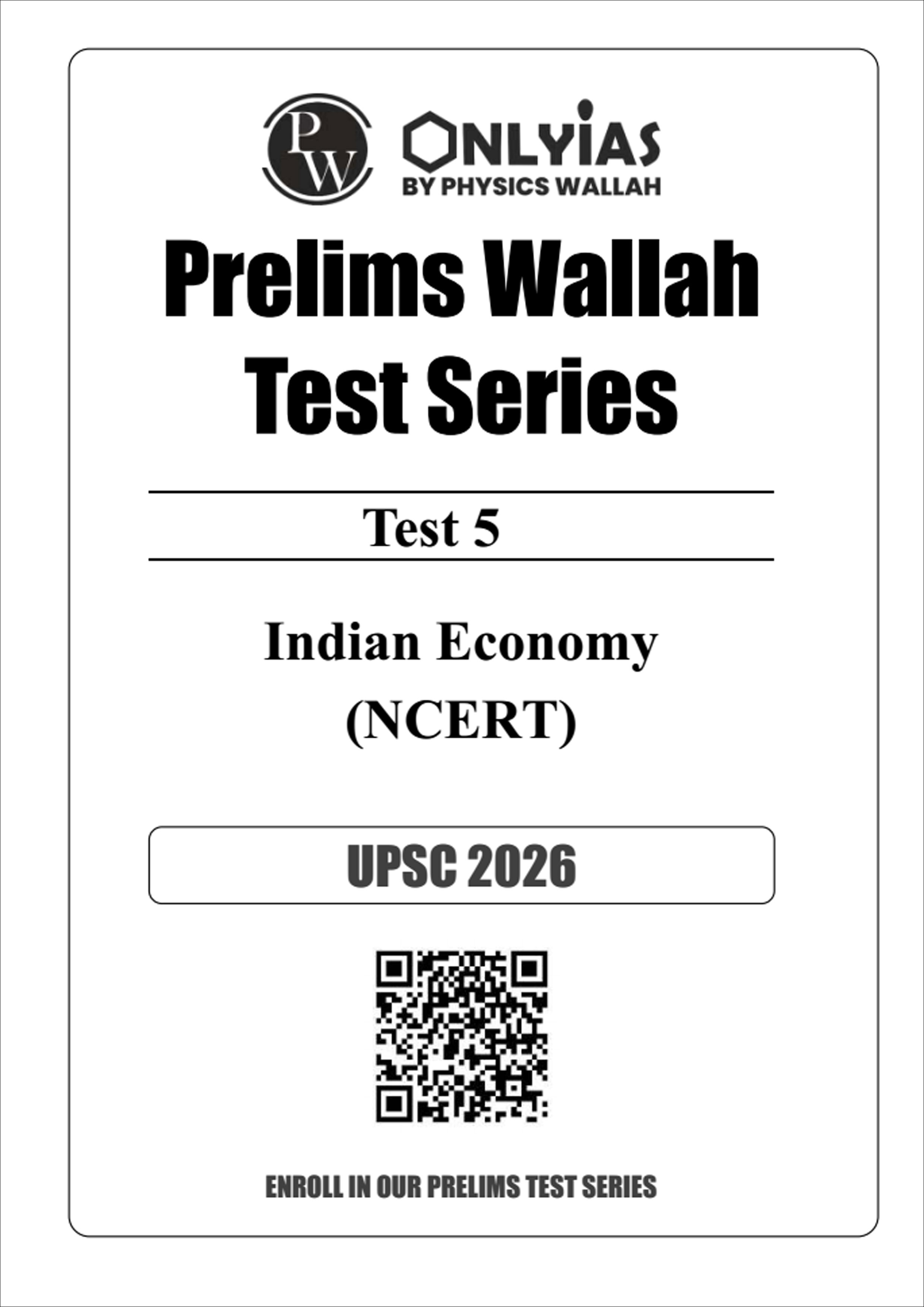 Only Ias Prelims Test Series 2026 Prelims Test 5 Indian Economy English Medium
