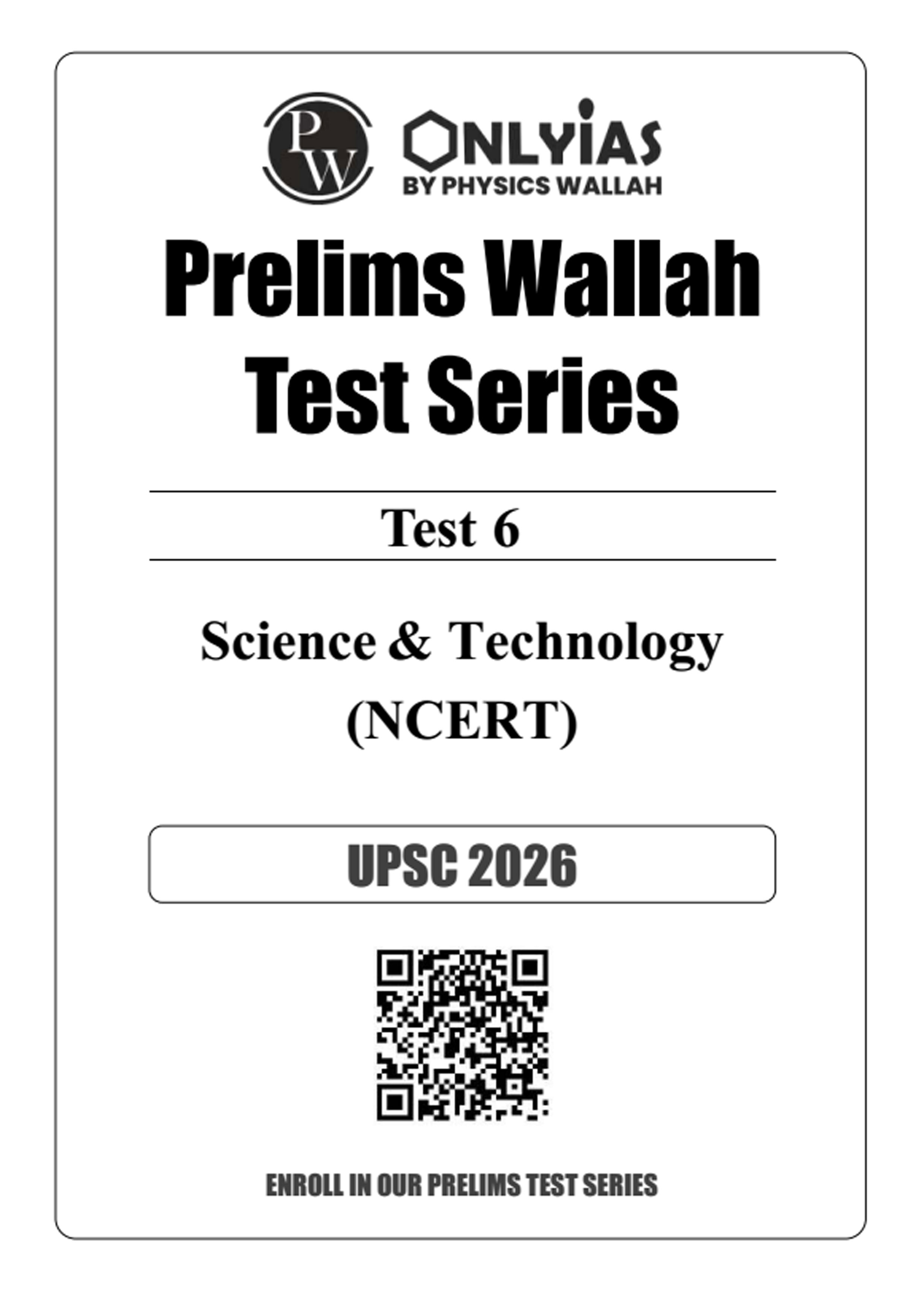 Only Ias Prelims Test Series 2026 Prelims Test 6 Science and Technology English Medium