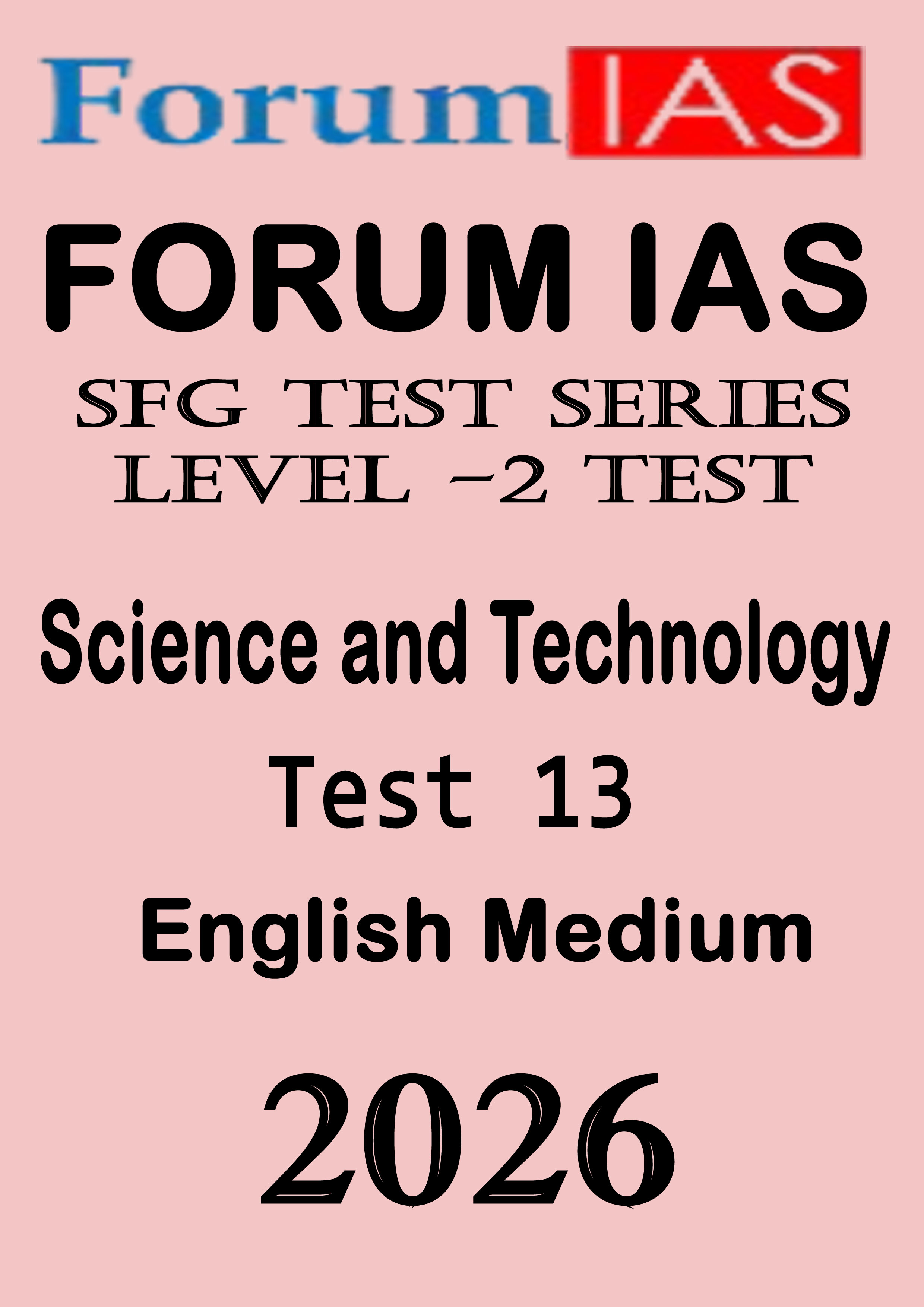 Forum Ias SFG Level - 2 Prelims Test - 13 English Medium 2026