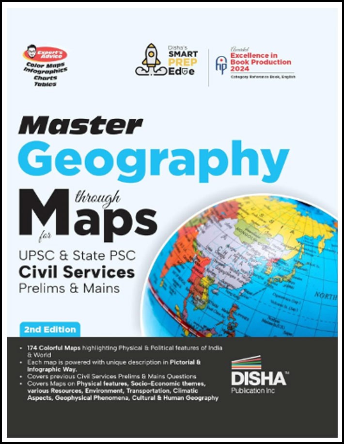 Disha Master Geography Through Maps Upsc and State Psc Civil Services Prelims and Mains 2nd Edition English Medium