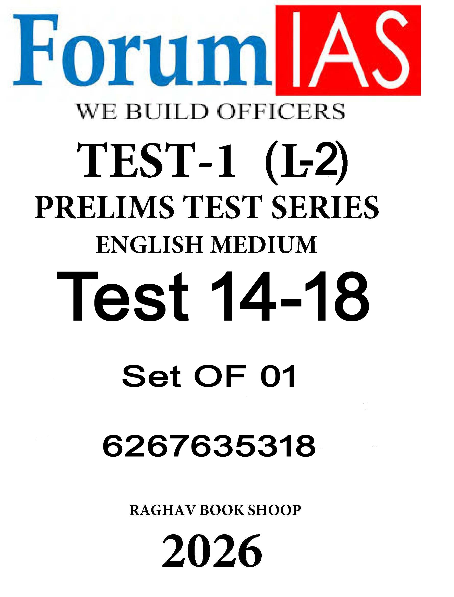 Forum Ias Prelims Test Series 14-18 (English Medium)Set of 5 Test
